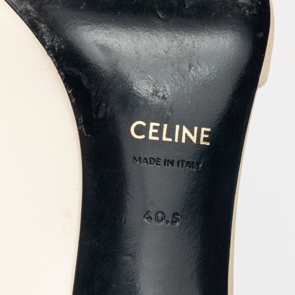 Celine Ivory & Beige Two-Tone Pointed-Toe D'Orsay Pumps - Picture 5 of 9